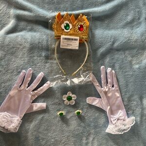 Nintendo Super Mario Bros Princess Peach Accessories Crown Gloves Earrings Pin